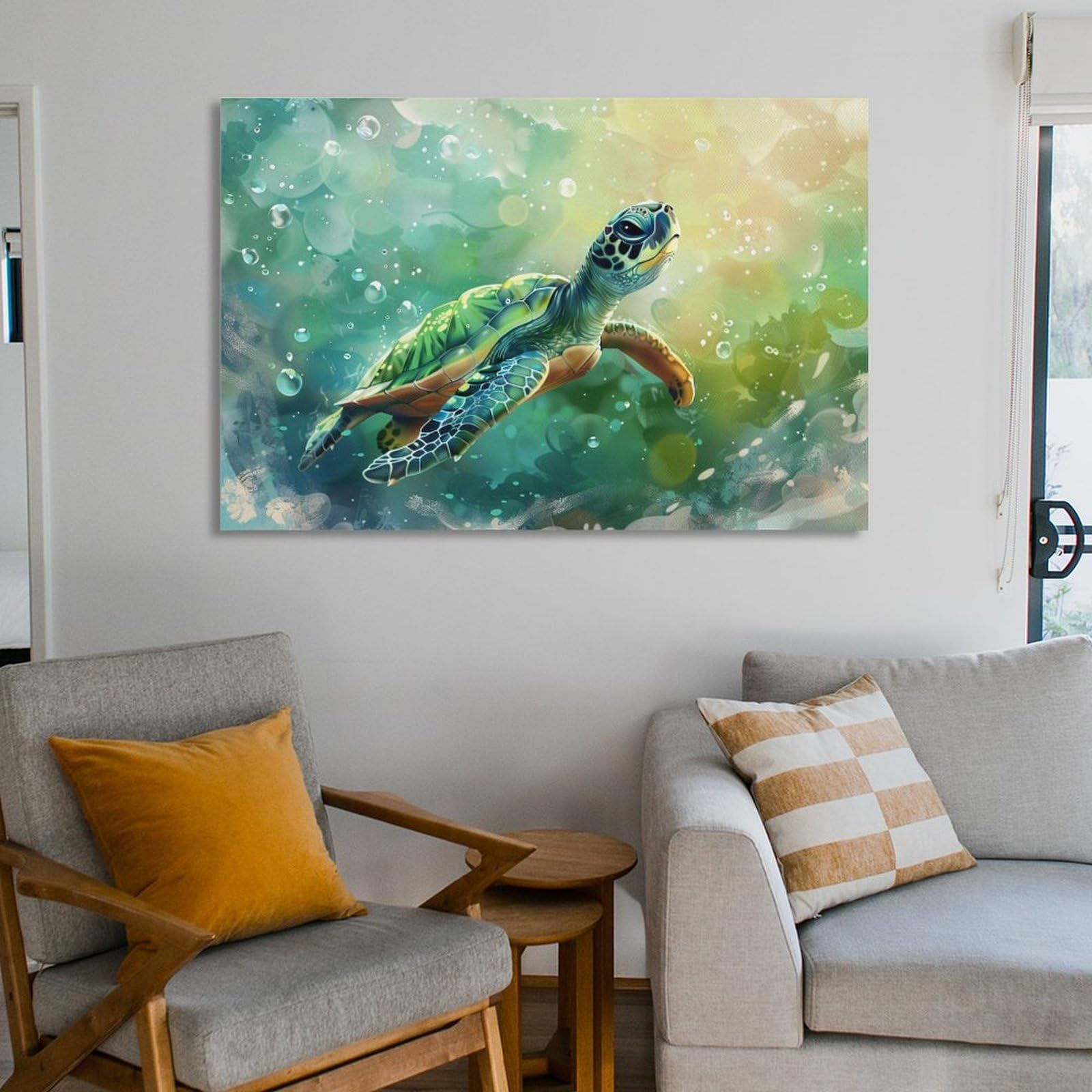 【ナア】油絵　原画　動物　亀　アート　インテリア　F4 Amazon.co.jp: 絵画 海を泳ぐカメインテリア 絵画 動物写真撮影 超